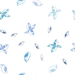 Light BLUE vector seamless abstract backdrop with leaves.