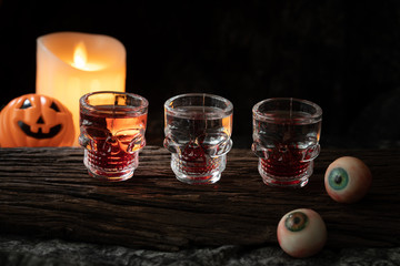 halloween spooky drink with candle eye ball pumpkin party horror