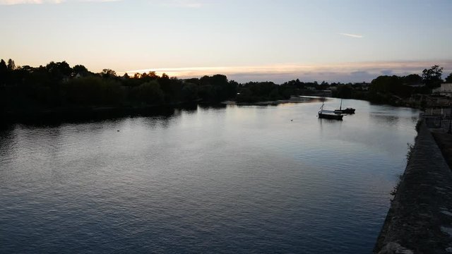 Dordogne river at dusk, Bergerac, France