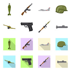 Isolated object of weapon and gun logo. Set of weapon and army vector icon for stock.