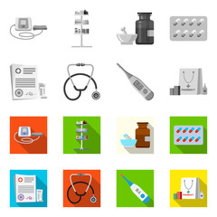 Vector design of pharmacy and hospital symbol. Set of pharmacy and business stock symbol for web.
