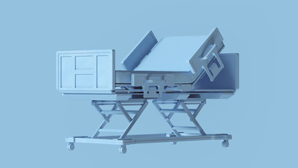 Pale Blue Hospital Modern Adjustable Bed 3d illustration 3d rendering	