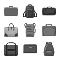 Vector illustration of suitcase and baggage icon. Collection of suitcase and journey vector icon for stock.