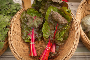 Swiss Chard in a Basket at the Farmers Market
