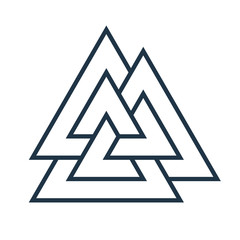 Interwoven triangles, valknut. Vector illustration.