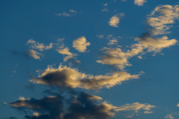 Blue sky with clouds. Nature background.