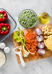 ingredients for filling bell peppers. healthy vegan food for the whole family, holidays or guests