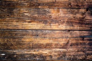 Holz Hintergrund rustikal, Bretterwand aus warmen Holz, Vignettierung 