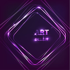 Art design. Transparent banner. Abstract glowing vector. Bright light effect. Neon frame template.