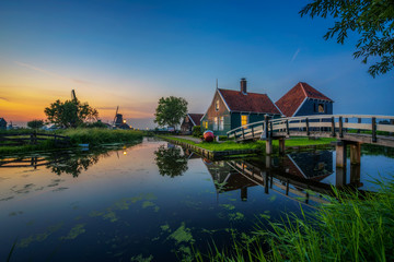 Historic farm houses in the holland village of Zaanse Schans