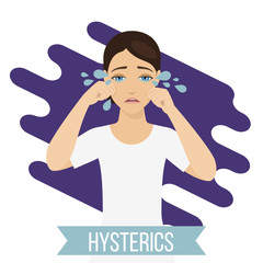 Woman sad and crying. Female has emotional problems, stress. Vector