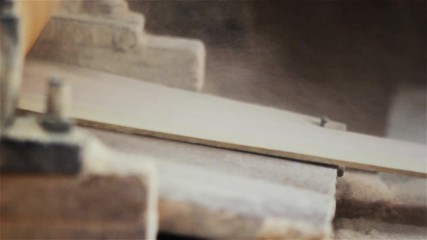 Carpentry Workshop. Carpenter Cutting the Wood. Close-Up. Full HD. 