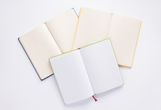 open notebook on white  background