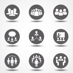 Conference, Business And Management Icons. Flat Design. Vector illustration. Signs for infographic, logo, app development and website.