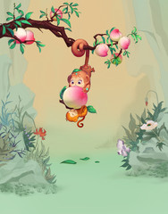 monkeys steal the peach