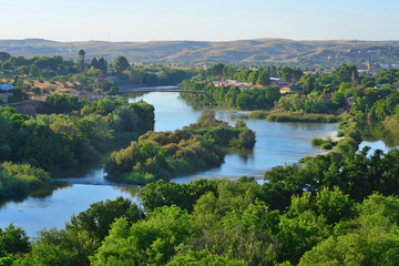 Fototapeta na wymiar Toledo, Spain - September 24, 2018: Views of the Tagus River in the city of Toledo.