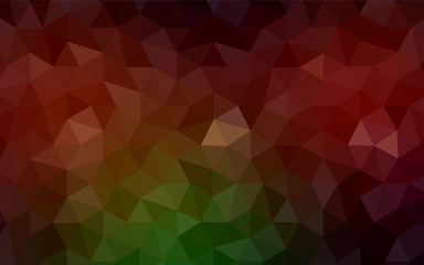 Dark Green, Red vector polygonal background.