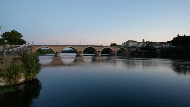 Old historic bridge and dordogne river, Bergerac, France