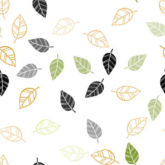 Light Green, Yellow vector seamless doodle background with leaves.