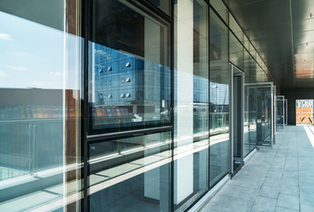 Office glass door, walkway