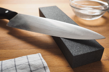 Knife sharpen with professional sharpening whetstone