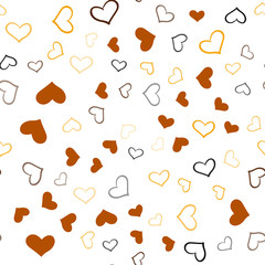 Dark Orange vector seamless cover with Shining hearts.