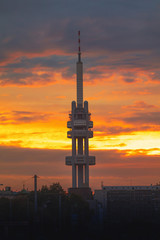 TV tower at sunset in Prague