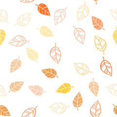 Light Orange vector seamless elegant template with leaves.
