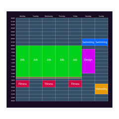 The week planner mockup of tasks for business.
