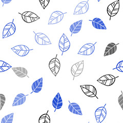 Light BLUE vector seamless elegant pattern with leaves.