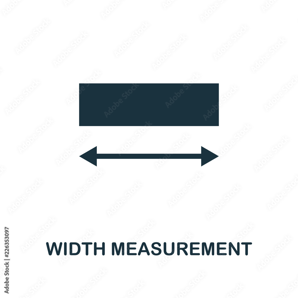 Aufkleber width measurement icon. monochrome style design from measurement icon collection. ui and ux. pixel p