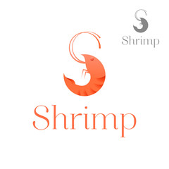 Obraz premium Seafood restaurant and shrimp logo vector. Shrimp in the form of a letter S. Modern logo