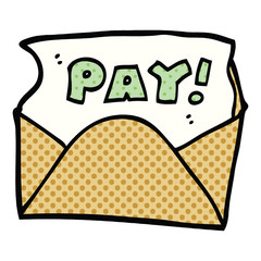 comic book style cartoon pay packet