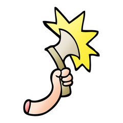 vector gradient illustration cartoon arm with axe