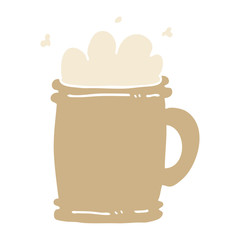 flat color illustration cartoon beer tankard