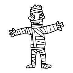 black and white cartoon man in bandages