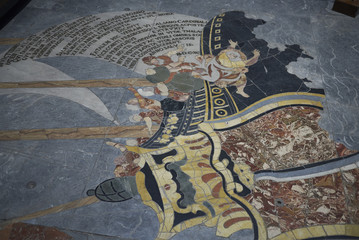 Monreale, Italy - September 11, 2018 : Decorated floor of Chapel of the Holy Crucifix