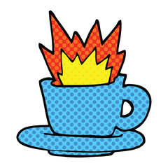 comic book style cartoon cup of coffee