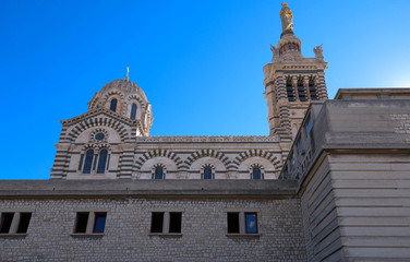 Fototapeta na wymiar The historic church Notre Dame de la Garde of Marseille in South France .