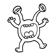 black and white cartoon monster