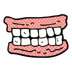 comic book style cartoon false teeth