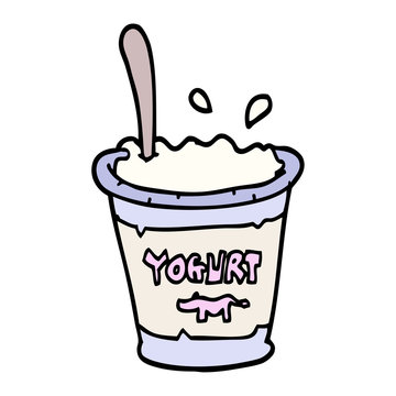 hand drawn doodle style cartoon yogurt