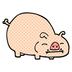 comic book style cartoon pig