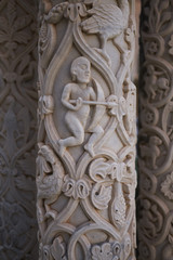 Monreale, Italy - September 11, 2018 : Details of Monreale cathedral cloister