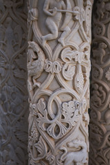 Monreale, Italy - September 11, 2018 : Details of Monreale cathedral cloister