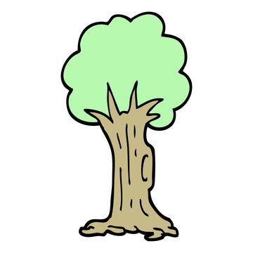 hand drawn doodle style cartoon tree