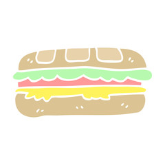 flat color illustration cartoon tasty sandwich