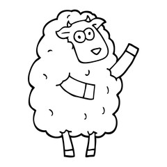 black and white cartoon sheep