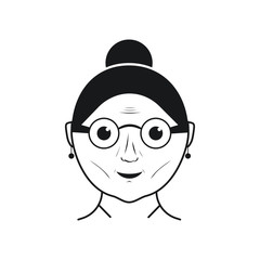 Old woman logo, Grandmother icon