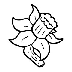 black and white cartoon daffodil